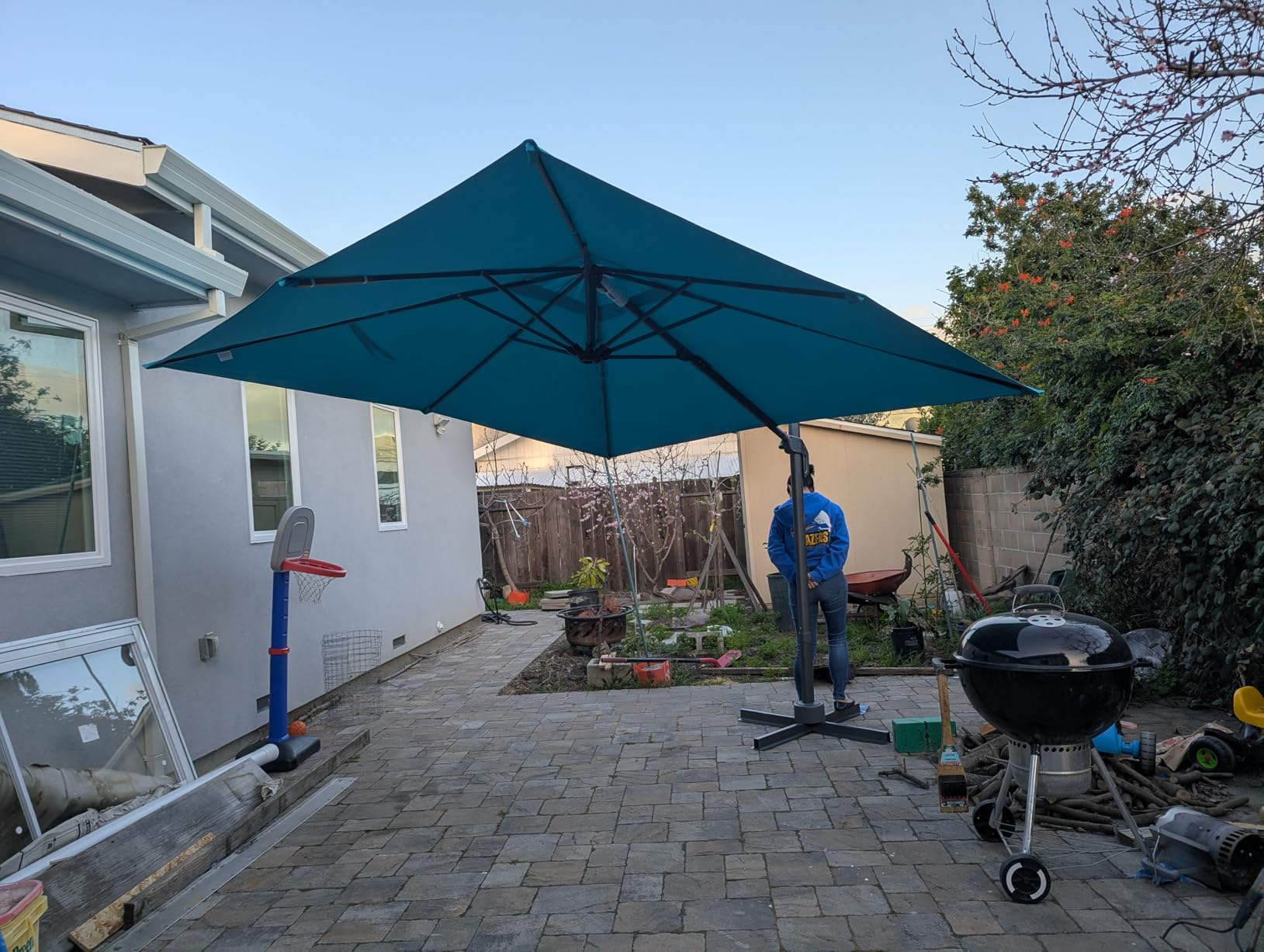 HOTEEL 10x10ft Patio Umbrella Cantilever Umbrellas Double Top - 360 Rotation and 5 Angles Adjustment - Aluminum Offset Pool Umbrella Outdoor Umbrellas for Patio Garden Pool customer photo 2