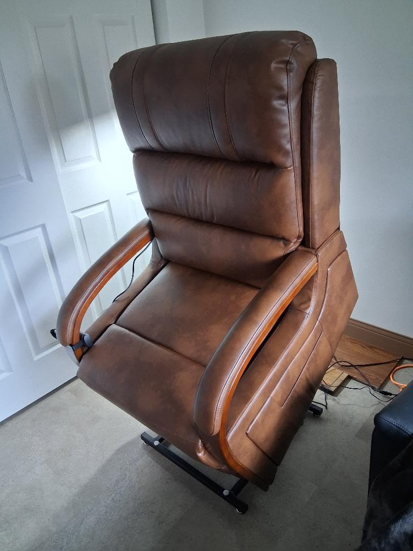Power Lift Recliner Chair for Elderly People, Dual Motor Lift Chair with Vibration Massage and Heat, Lay Flat Recliner with Solid Wood Armrest, Standing Assistance Reclining, Chenille Fabric Beige customer photo 2