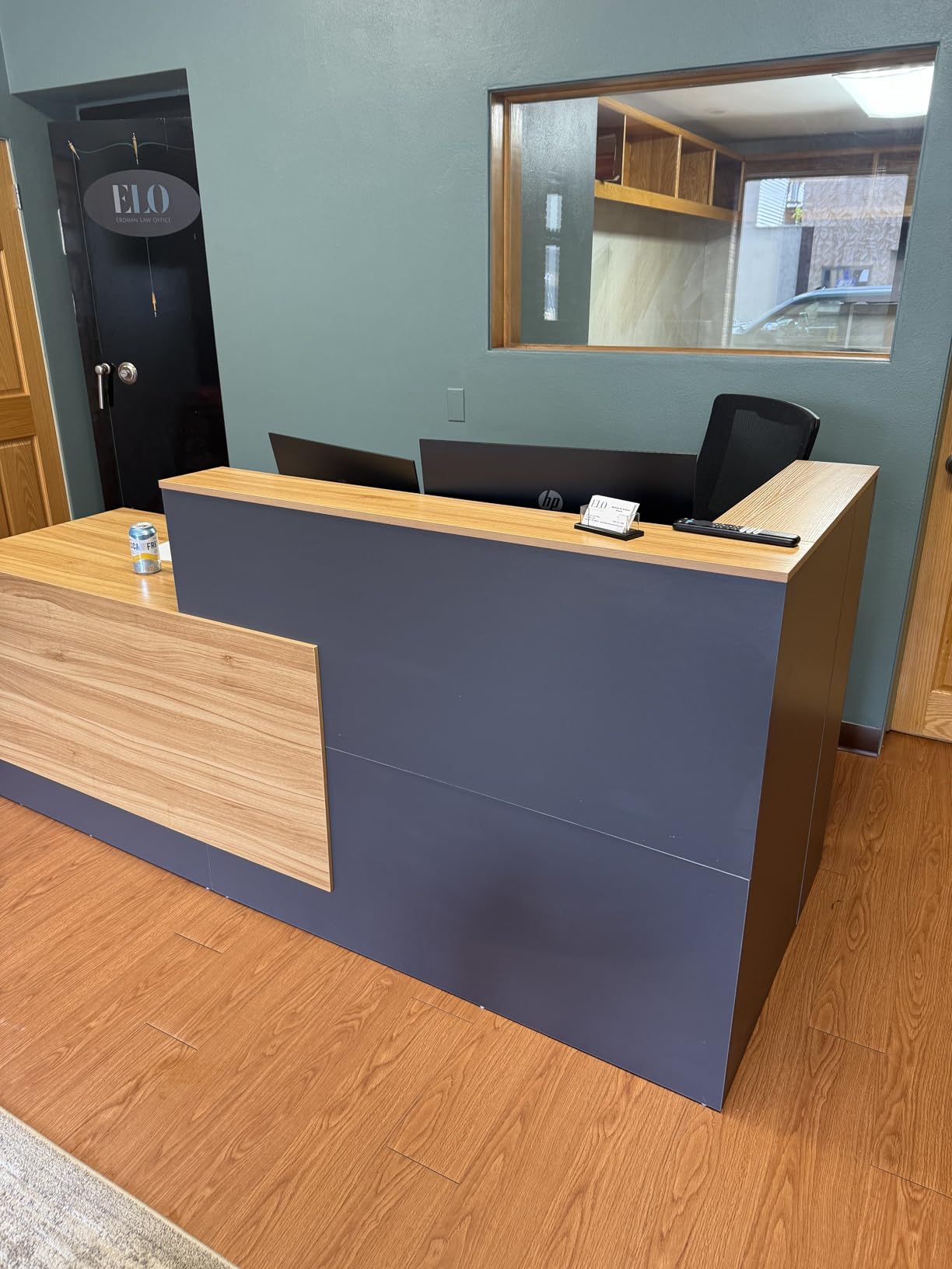 L Shaped Reception Desk with Lockable Drawers and Adjustable Filling Cabinet, Modern Front Desk Reception Counter with Keyboard Tray and Storage Cabinet for Checkout, Lobby, Beauty Salon customer photo 1