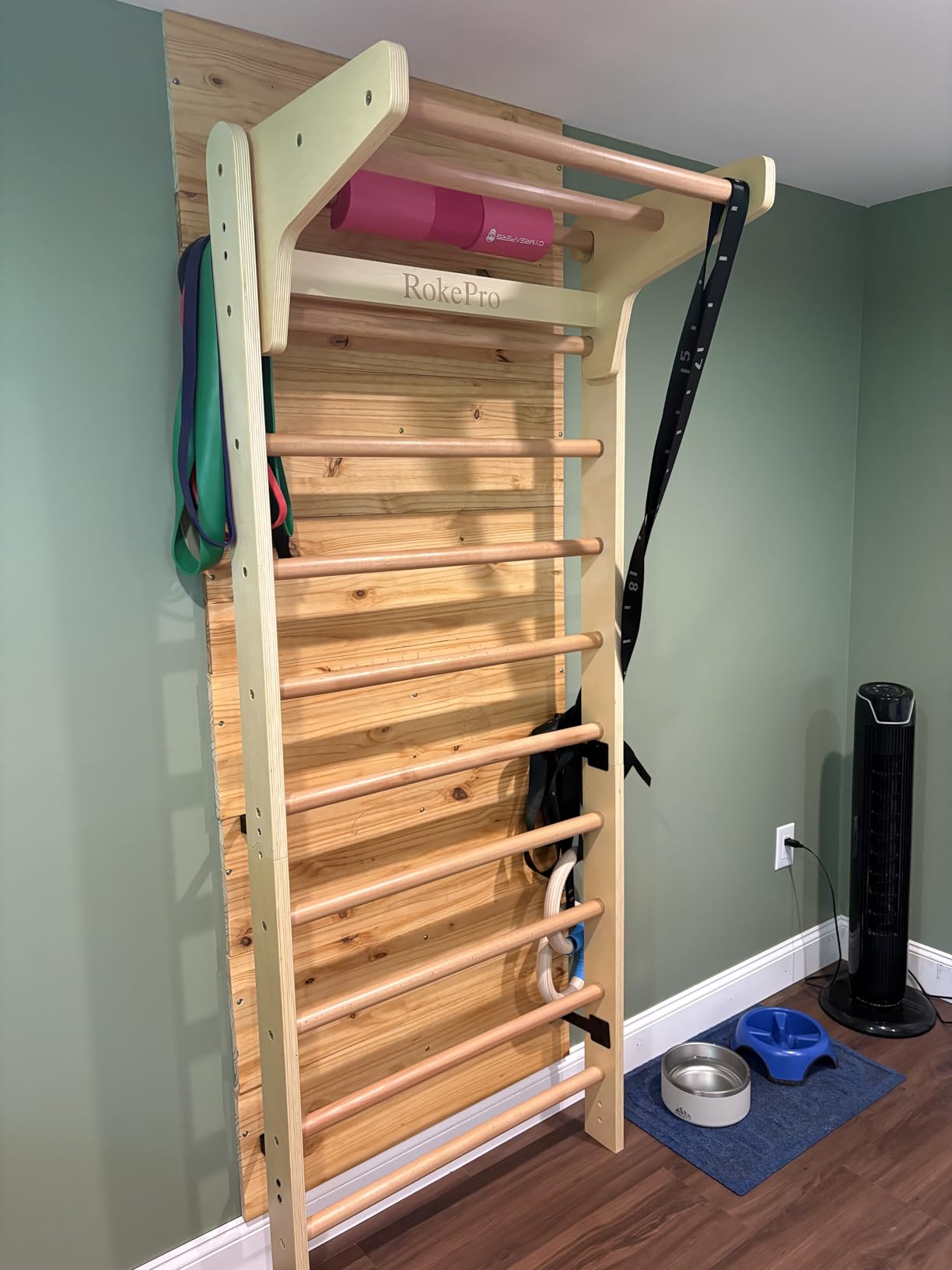 Multi-Function Gymnastics Swedish Ladder, Wall Mounted Wooden Gymnastics Bar, Indoor Home Gym for Kids & Adults customer photo 2