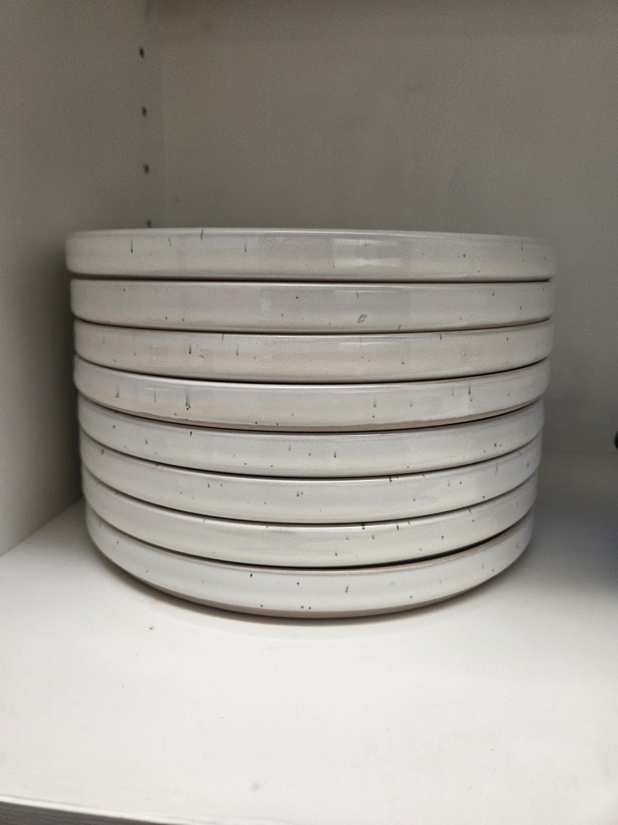24-Piece Reactive Glaze Stoneware Dinnerware Sets for 8 - Coupe Plates & Bowls with Speckles & Spirals - Chip & Scratch Resistant, Microwave & Dishwasher Safe - Gift Box, Shell Beige customer photo 2