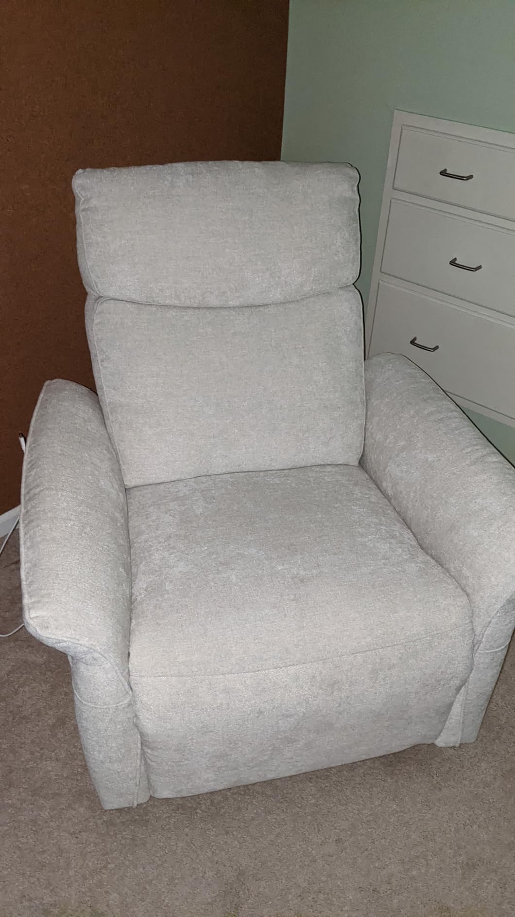 CHITA Genuine Leather Power Recliner Chair, Electric Triple-Motor Swivel Glider Nursery Rocking Chair with Adjustable Power Headrest and Lumbar Support, GREENGARD Gold Certified, Saddle Brown customer photo 1