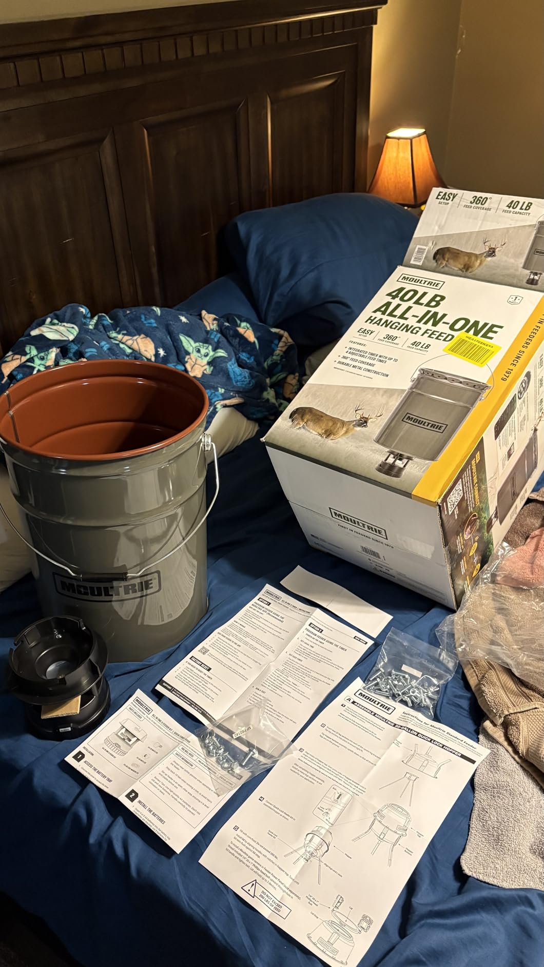 Moultrie 40 Lb All-in-One Hanging Deer Feeder - Metal Hopper, Locking Lid, Bluetooth App Control, Pairs with Edge 3, MFG-15101 customer photo 2