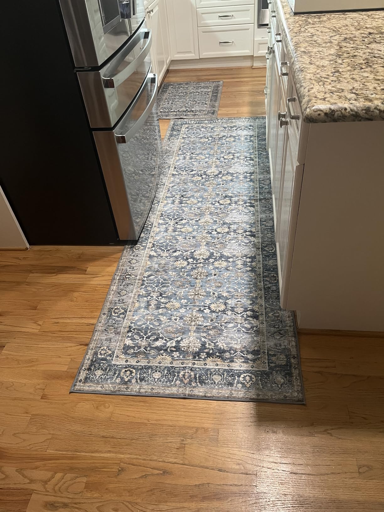 KUTA Vintage Washable Long Runner Rug, 2.6x18 Blue Grey Beige Runners for Hallways Non-Slip Kitchen Rugs Ultra Thin Soft Printed Distressed Floral Floor Carpet for Bedroom Living Room Nursery customer photo 2