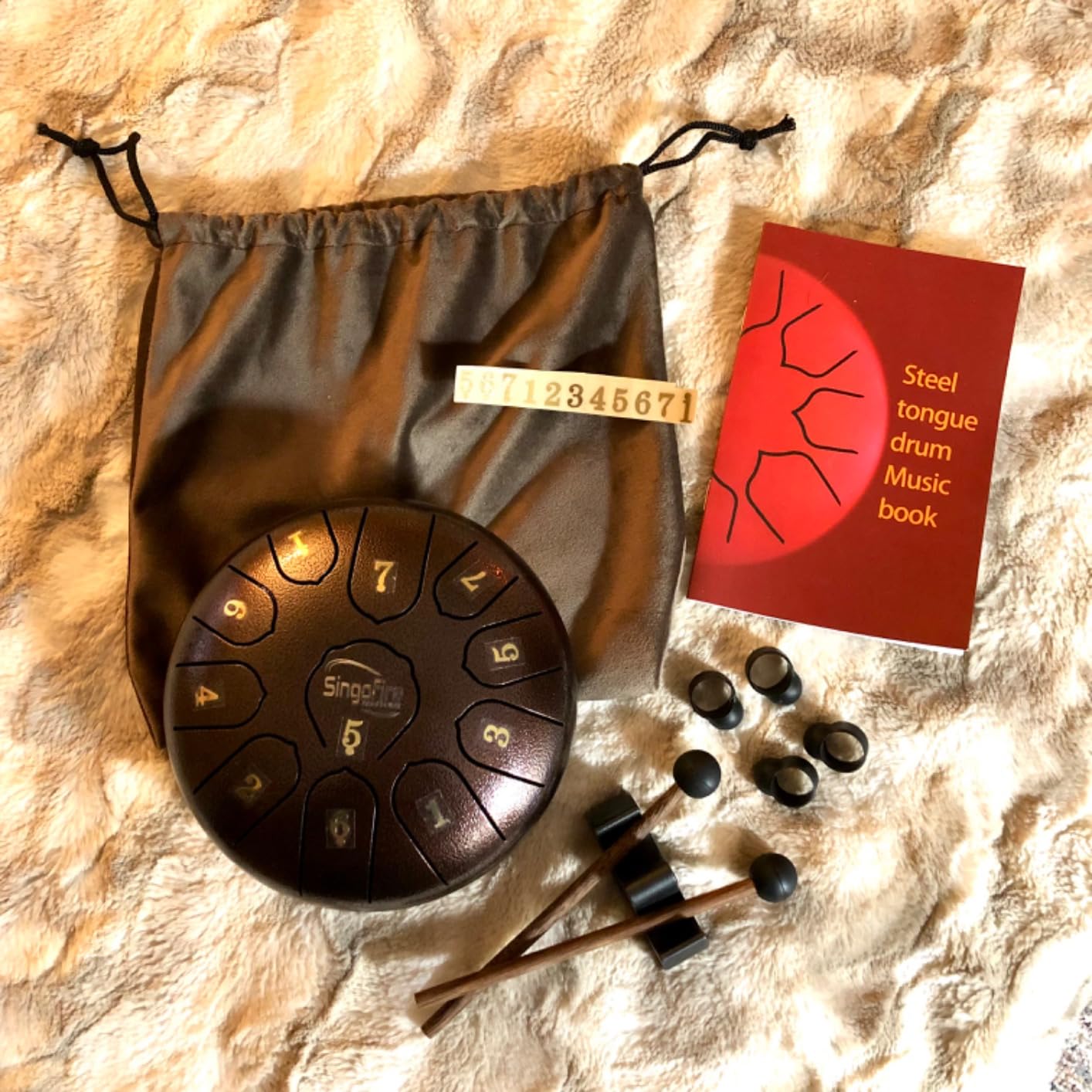 SINGOFIRE Premium Handpan Drum, Print Handpan Drums for Adults, 22-Inch 432Hz 10 Notes D Minor Kurd Handpan, Celestial Bloom Collection - Golden Eye Nebula customer photo 1