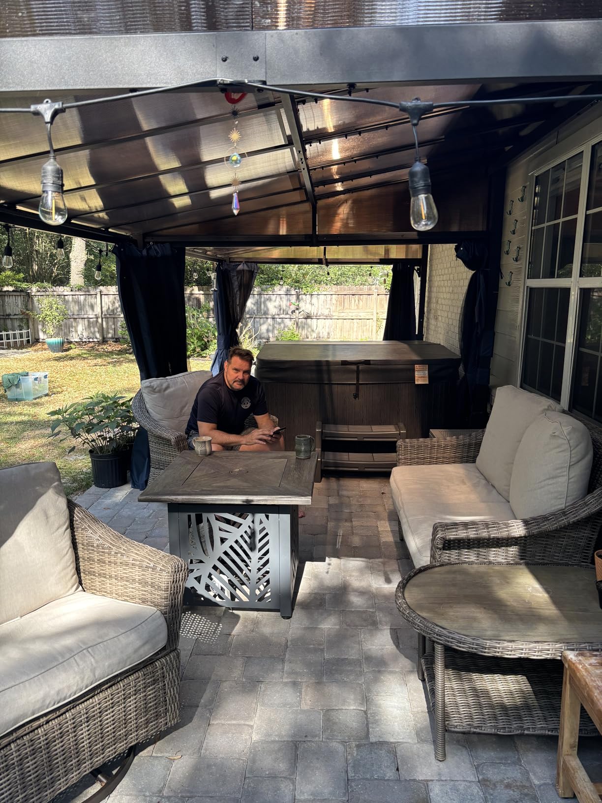 8' x 5' Hardtop Grill Gazebo, Outdoor BBQ Canopy Shelter with 2 Side Shelves and 5 Side Hooks, Patio Pavilion with Galvanized Steel Roof for Patio Lawn Backyard Garden customer photo 2
