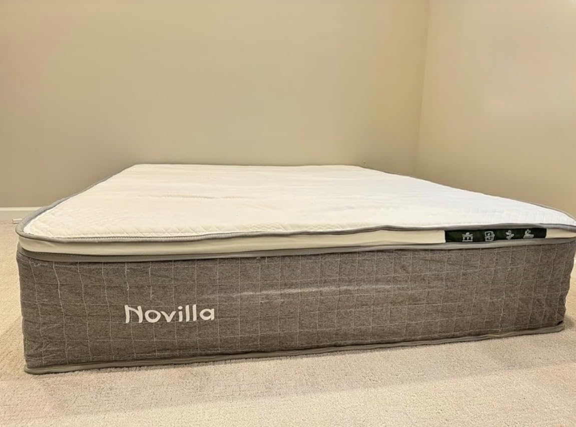 Novilla 14 Inch King Mattress, King Size Hybrid Mattress with Cool-Touch Nylon Cover, Gel Memory Foam & Pocketed Coils for Spinal Alignment Support & Pressure-Free Relaxation, CertiPUR-US Certified customer photo 2
