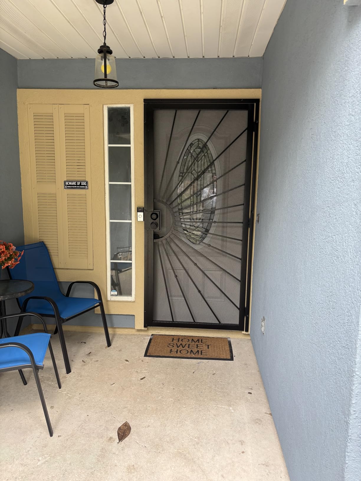 JUBEST 32 in. x 80 in. Security Door, Exterior Front Entry Door, Outswing Steel Security Door with Perforated Metal Screen, Powder Coated White, Lock Not Include customer photo 2