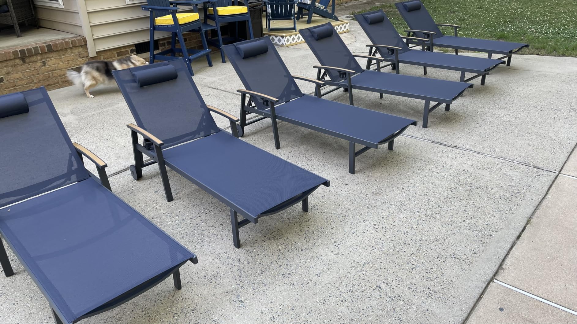 Ciokea Outdoor Lounge Chair with Pillow, 5-Position Aluminum Chaise Lounge with Wheels & Armrests, 400 lbs Heavy Duty Patio Pool Chair for Deck, Backyard, Beach & Poolside, Grey customer photo 1