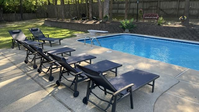 Ciokea Outdoor Lounge Chair with Pillow, 5-Position Aluminum Chaise Lounge with Wheels & Armrests, 400 lbs Heavy Duty Patio Pool Chair for Deck, Backyard, Beach & Poolside, Grey customer photo 2
