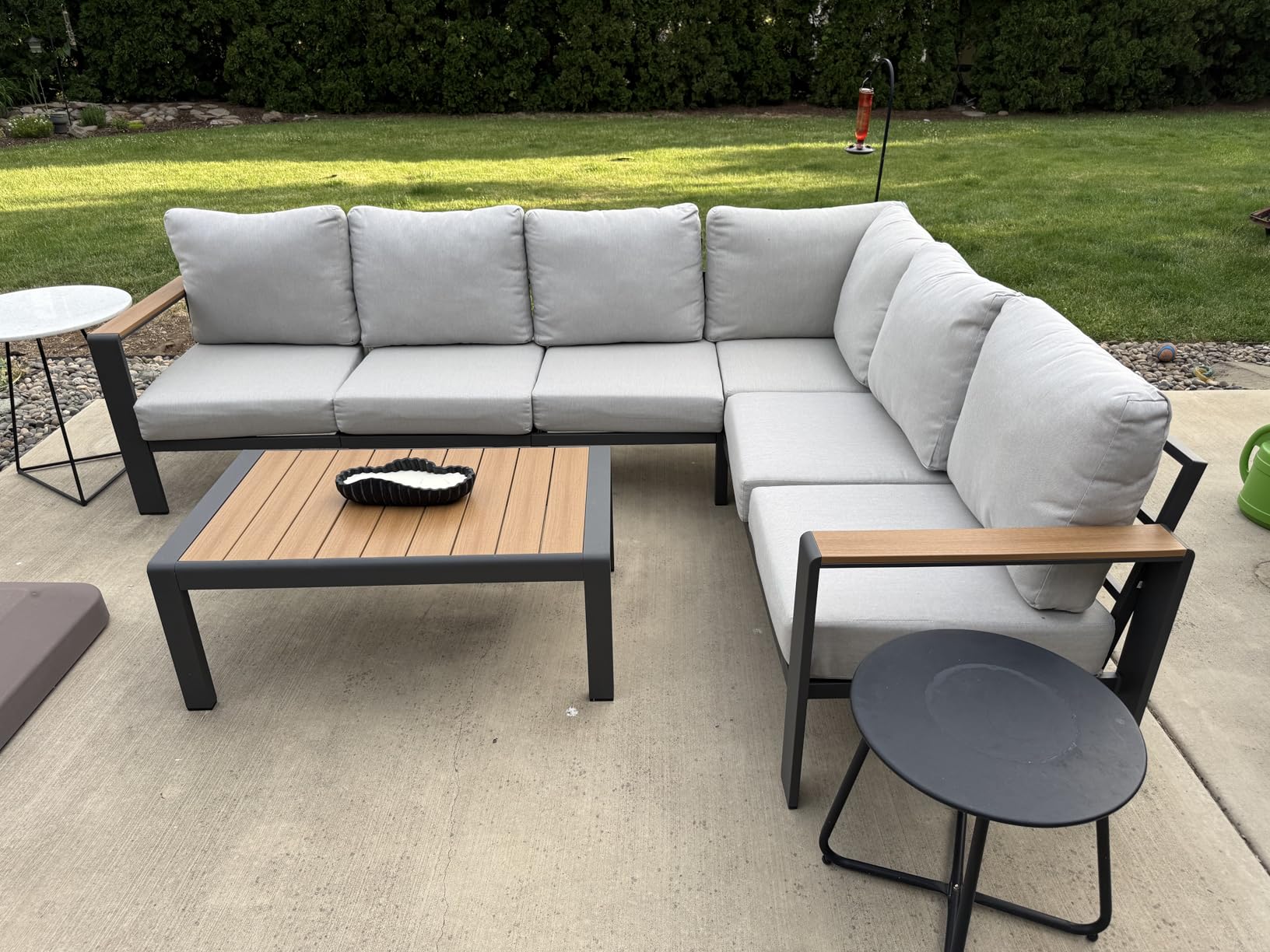 Aluminum Outdoor Patio Furniture Set 8 Seats, Outdoor Sectional Corner Sofa, Patio Conversation Sets with Coffee Table & Washable Thick Cushions, Outdoor Furniture for Backyard, Porch, Gray customer photo 2