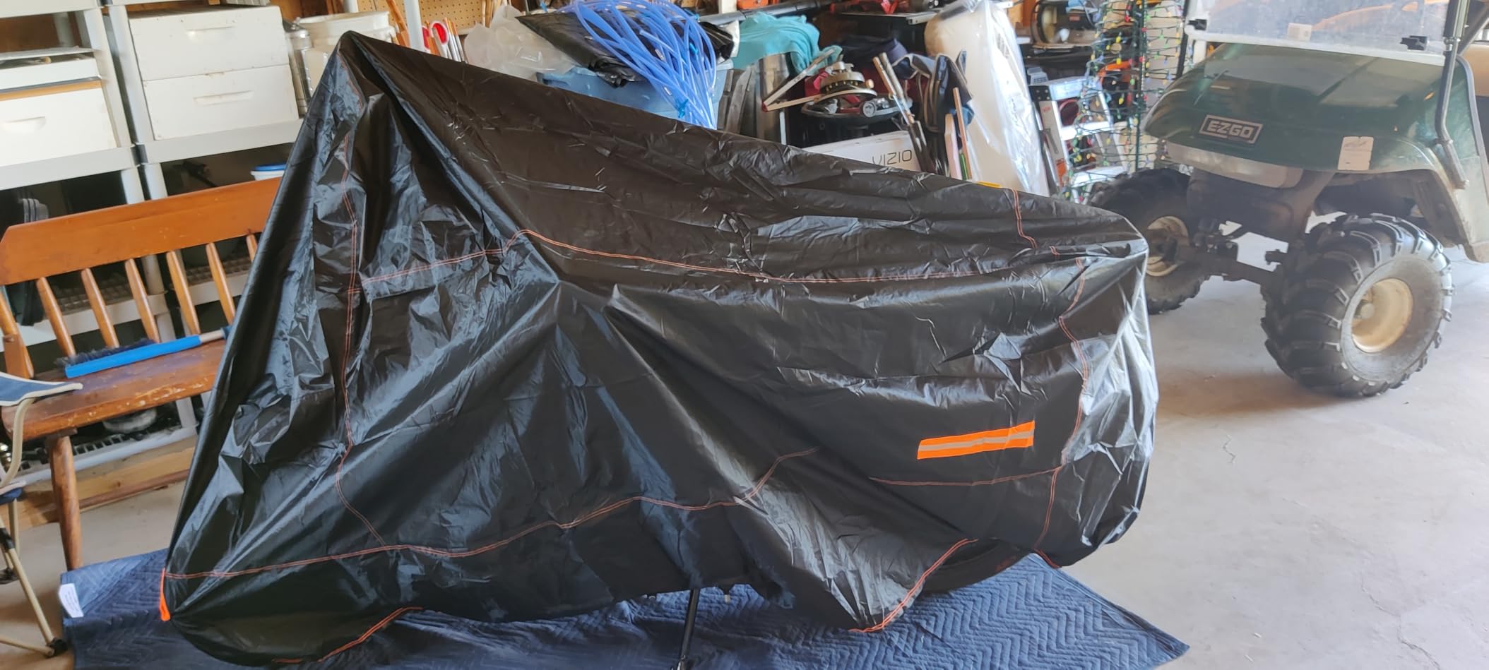 Enzeno Motorcycle Cover 210D Oxford Fabric Motorcycle Covers Waterproof Outdoor Windproof Dustproof Moped Cover with snap Fastener 245x105x125cm Motorcycle tarp Motorbike Cover Black customer photo 2