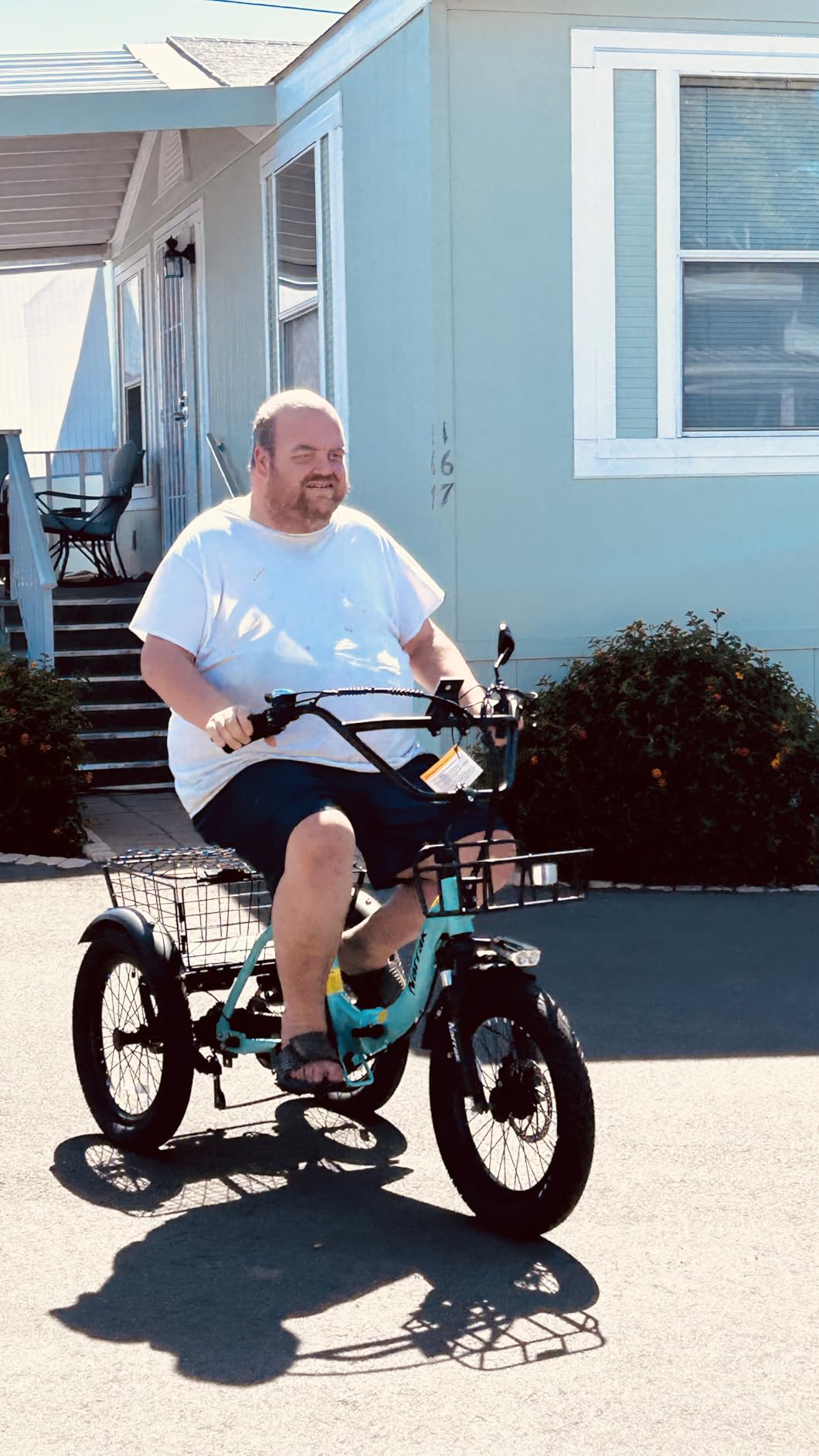 NARRAK Electric Tricycle for Adults, Fat Tire Folding Electric Trike, 3 Wheels Electric Bicycle Bikes, Peak 700W/1100W Step-Thru Etrike with Removable Battery and Large Basket customer photo 2