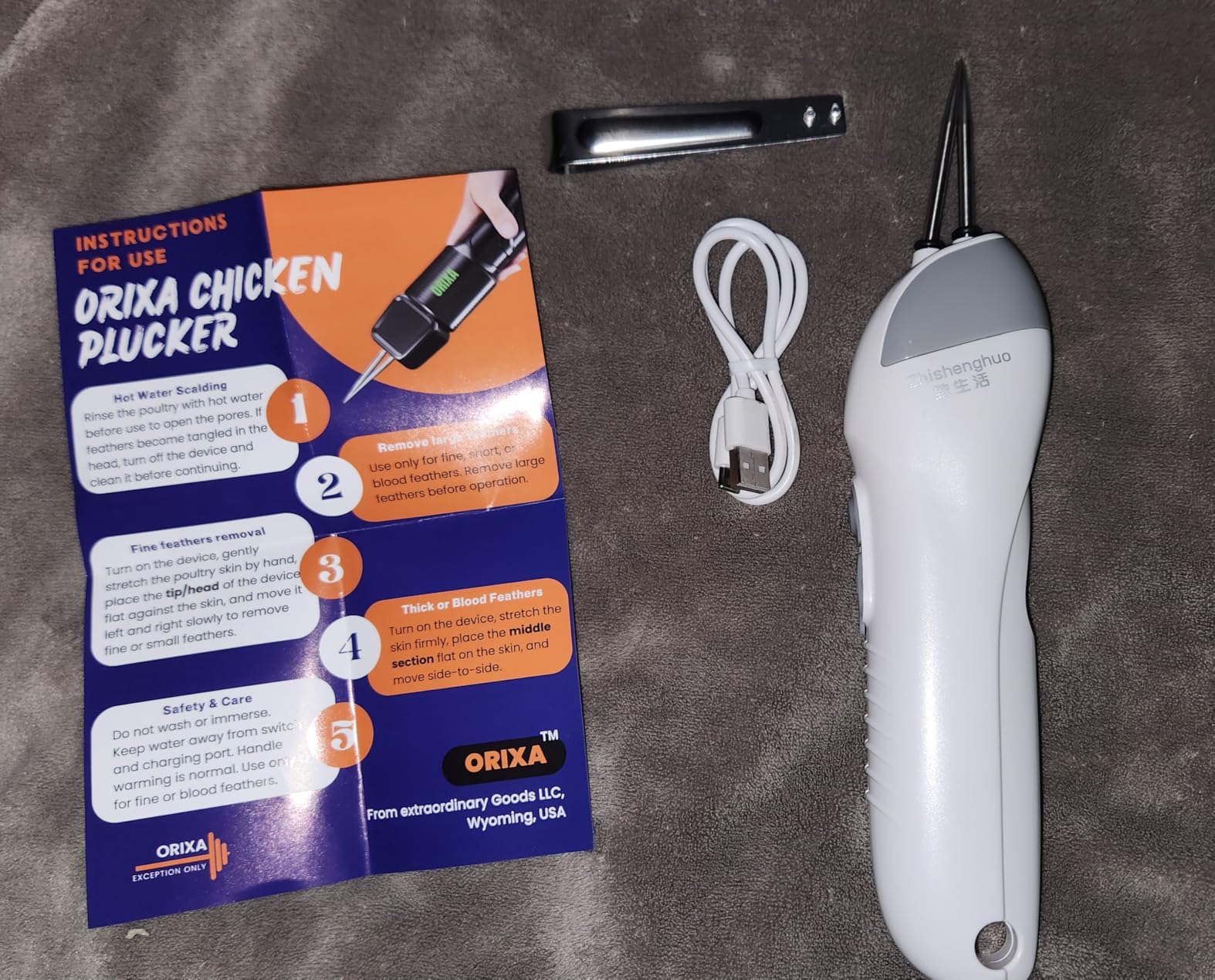 ORIXA Dual-Motor Handheld Chicken Plucker - High-Speed Poultry Feather Remover with 304 Stainless Steel Head, Type-C Fast Charging, Low Noise & Vibration, for Chicken, Duck, Goose & Turkey customer photo 2