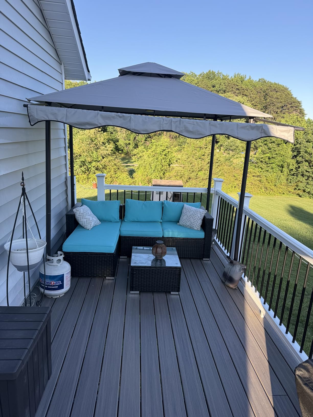 CHARMELEON 8x8 FT Grill Gazebo, Grill Canopy with Big Awning & 2 Side Shelves & 6 Hooks & Bottle Opener, Powder-Coated Steel BBQ Shelter for Patio Backyard Outdoor Grilling - Beige customer photo 1