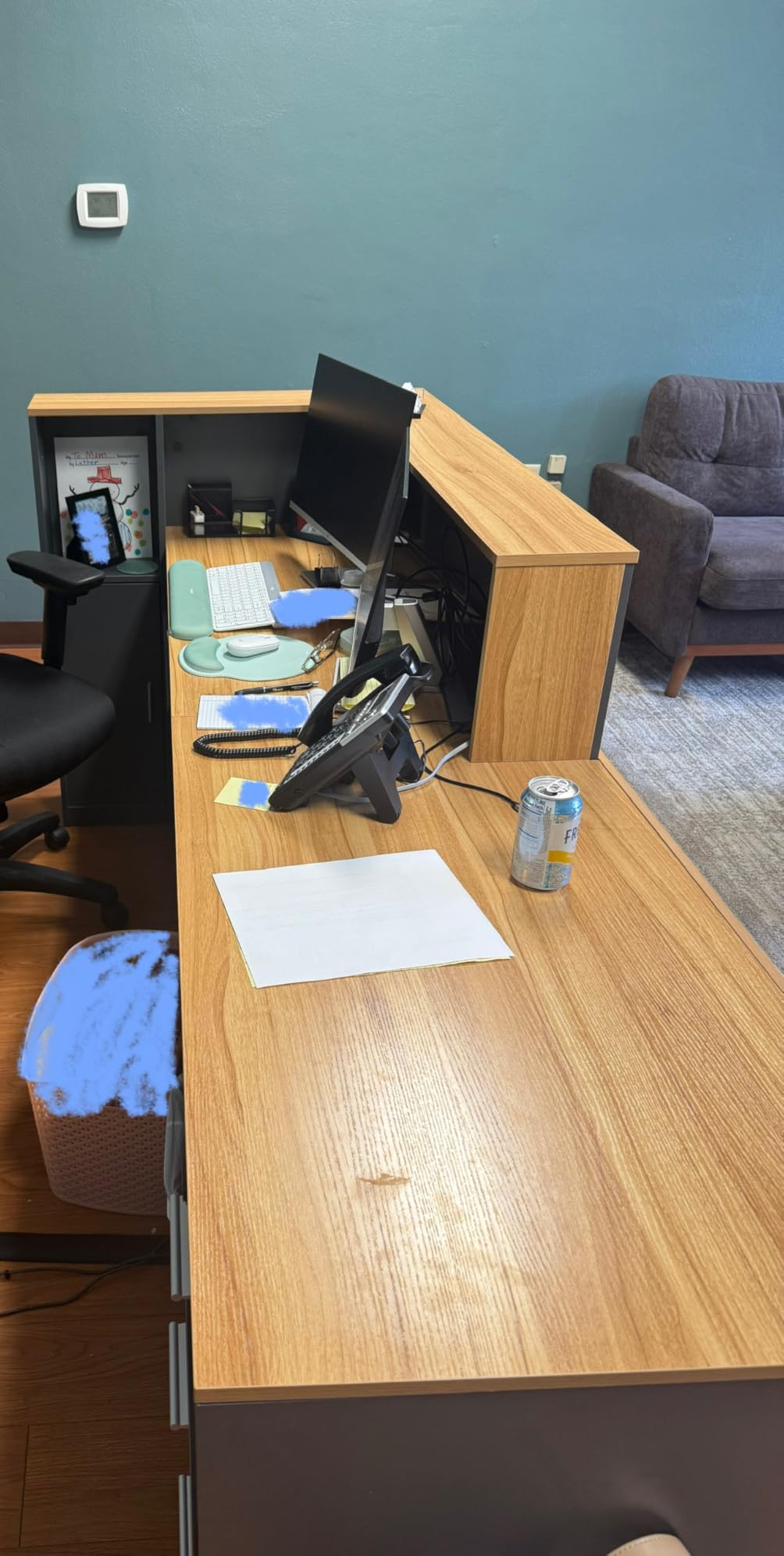 L-Shaped Reception Desk with Lockable Drawers, Adjustable File Cabinet & Keyboard Tray, Modern Front Counter for Office, Salon, or Lobby (Right-L Walnut/Slate Gray, 86.6''L x 23.6''W x 41.3''H) customer photo 2