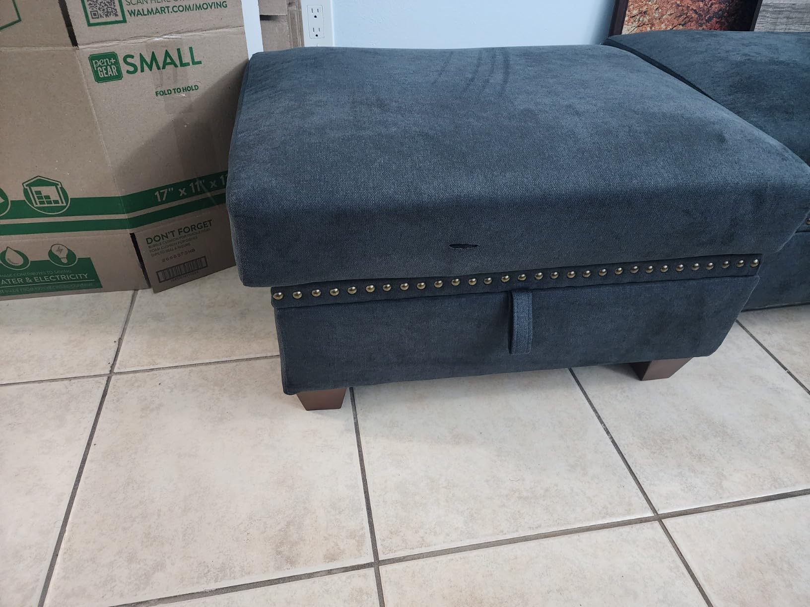 JAMFLY Couches for Living Room, 3-Seat Reversible Sectional Sofa with Convertible Ottoman, Modern Ribbed Fabric L-Shaped Couch for Small Apartment, Studio & Office, Easy Assembly, Grey customer photo 2