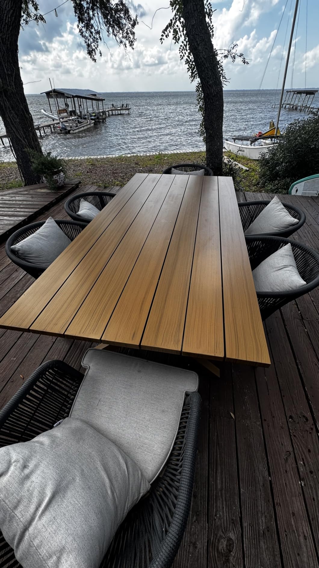 PURPLE LEAF 5 Pieces Patio Dining Set Wicker Outdoor Furniture Rectangular Table and Chairs Set for Garden Deck Aluminum Frame Backyard Kitchen Set, Cushions and Pillows Included customer photo 1