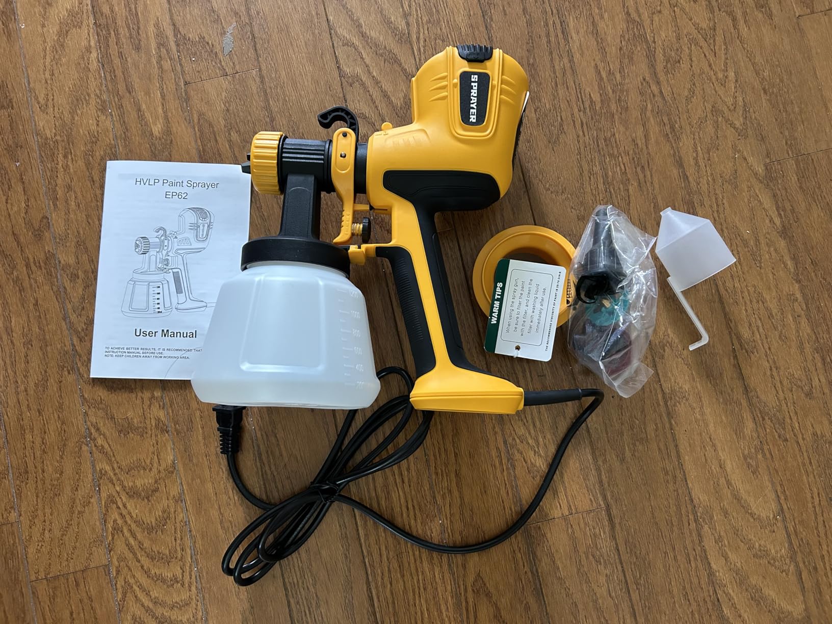 Paint Sprayer, HVLP Spray Gun with Cleaning & Blowing Joint, 4 Copper Nozzles & 3 Patterns, Paint Sprayers for House Painting, Furniture, Walls, Cabinets, Fence, Door etc. Yellow customer photo 1