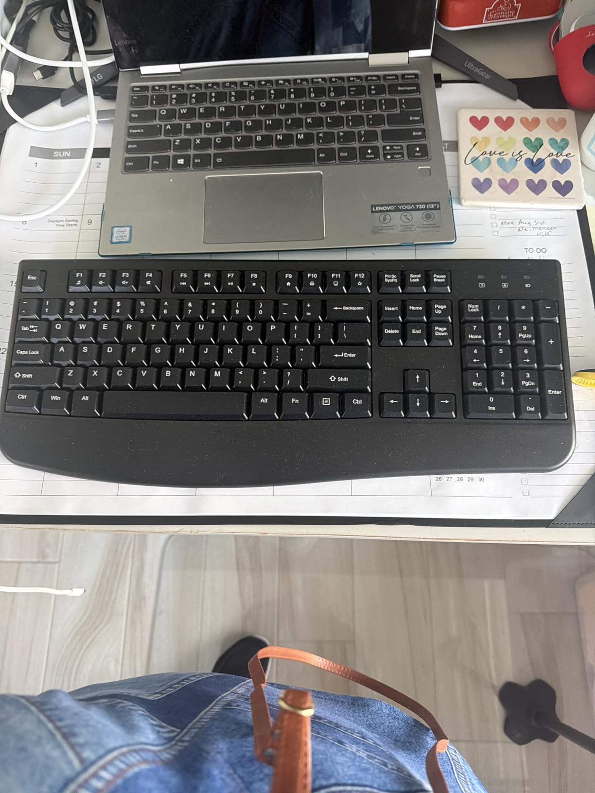 EDJO Wireless Keyboard, 2.4G Ergonomic Full Size Wireless Computer Keyboard with Wrist Rest for Windows, Mac OS Desktop/Laptop/PC（Black） customer photo 1