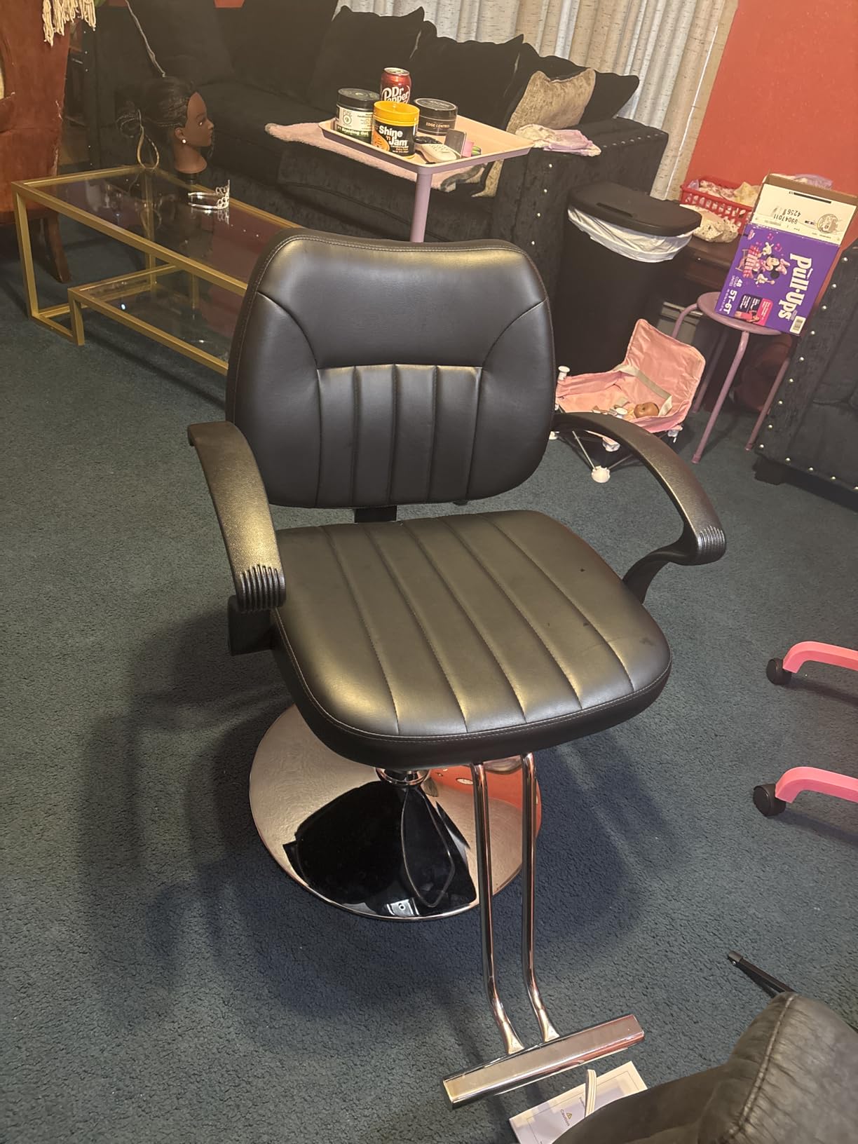 Barber Salon Chair with Hydraulic Pump, 6.1'' Adjustable Height Barber Styling Chairs, 360° Swivel Hydraulic Haircut Chairs, Thick Seat, Braiding Salon Chair for Hair Stylist Barbershop & Home customer photo 1