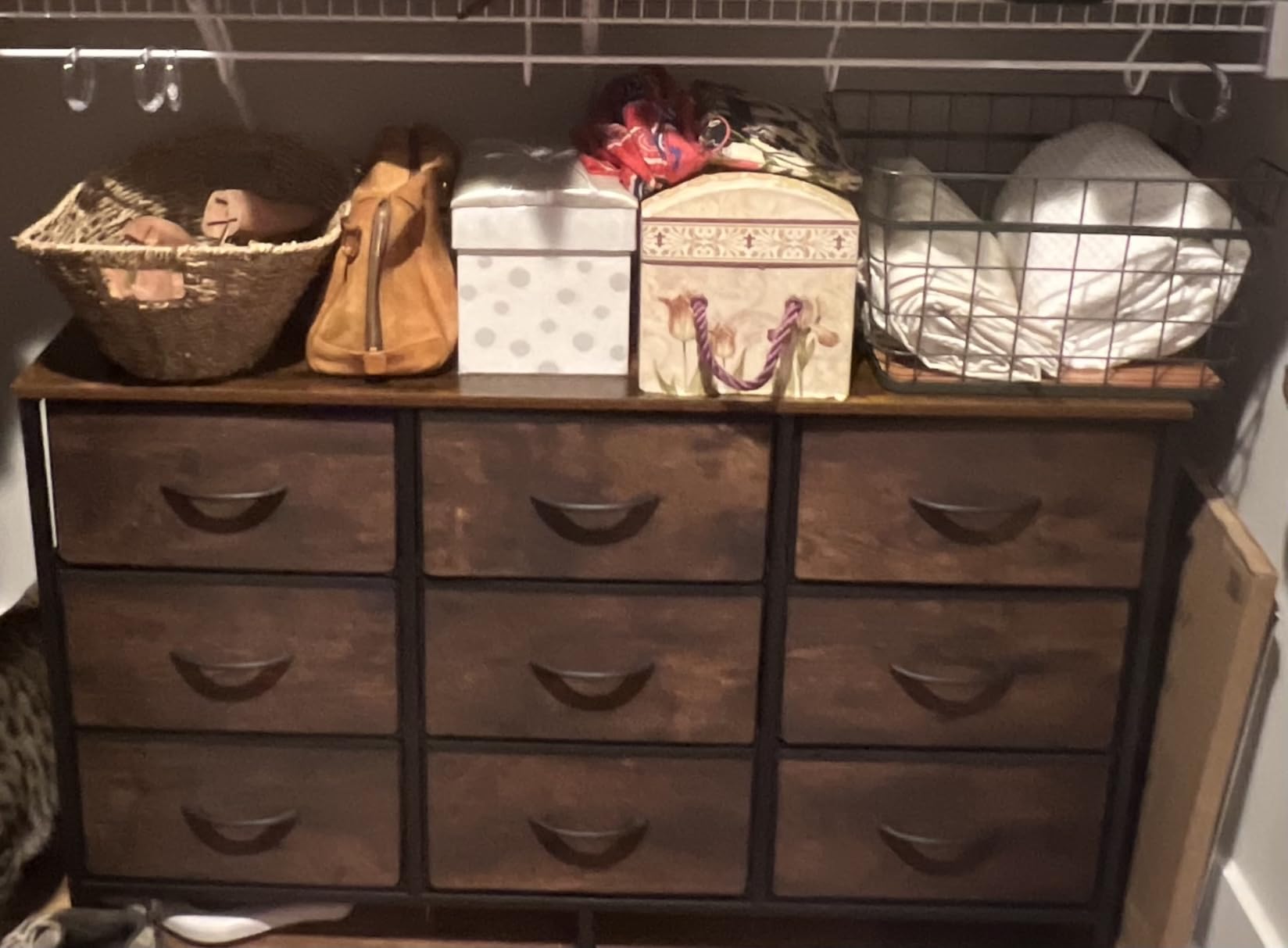 SONGMICS BELLAH Collection - Dresser for Bedroom, TV Stand for TVs Up to 70 Inches, Chest of Drawers for Living Room, Closet, Steel, 9 Drawers, Industrial, Rustic Brown and Ink Black ULGS233KD02S customer photo 1