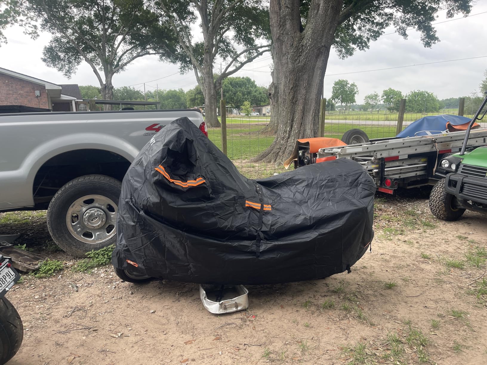 Motorcycle Cover Heavy Duty, 420D Motorcycle Cover Waterproof Outdoor with Nano Coating, 5 Reflective Strips and Air Vents, Dirtbike Cover (Black 3XL) customer photo 2