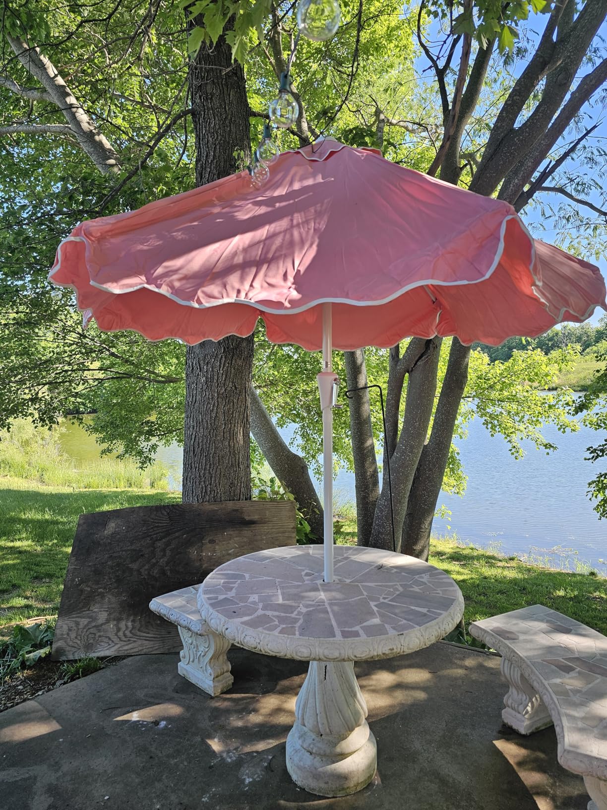 Best Choice Products 7.5ft Patio Market Umbrella with Wavy Trim, UV-Fade-Resistant 210g Canopy, Crank & Tilt, Wind Vent, Heavy-Duty Frame - Navy Blue customer photo 1
