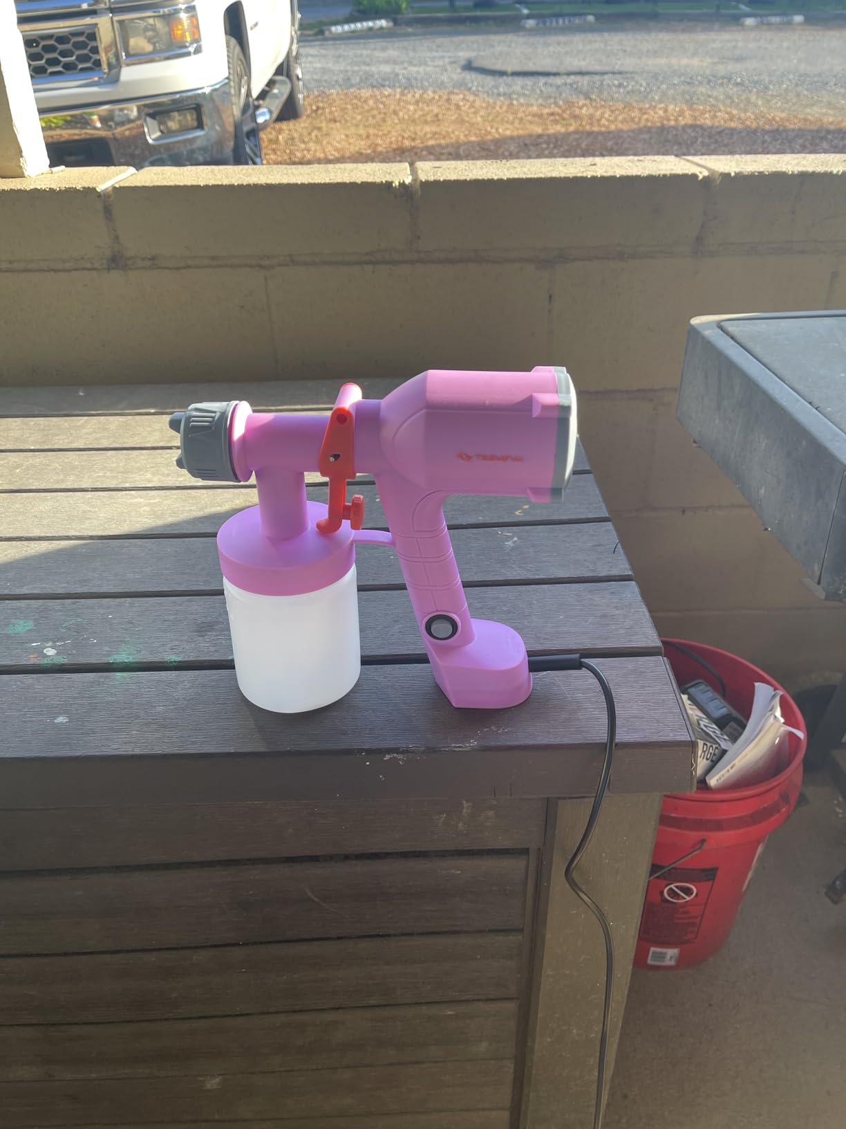 Tilswall Paint Sprayer, Upgraded Ultra-Light Electric Paint Spray Gun with 2 Nozzles & 4 Patterns Easy to Clean for Fences, Sheds, Walls, Ceilings, Furniture, Cabinets, Garden & DIY White customer photo 2