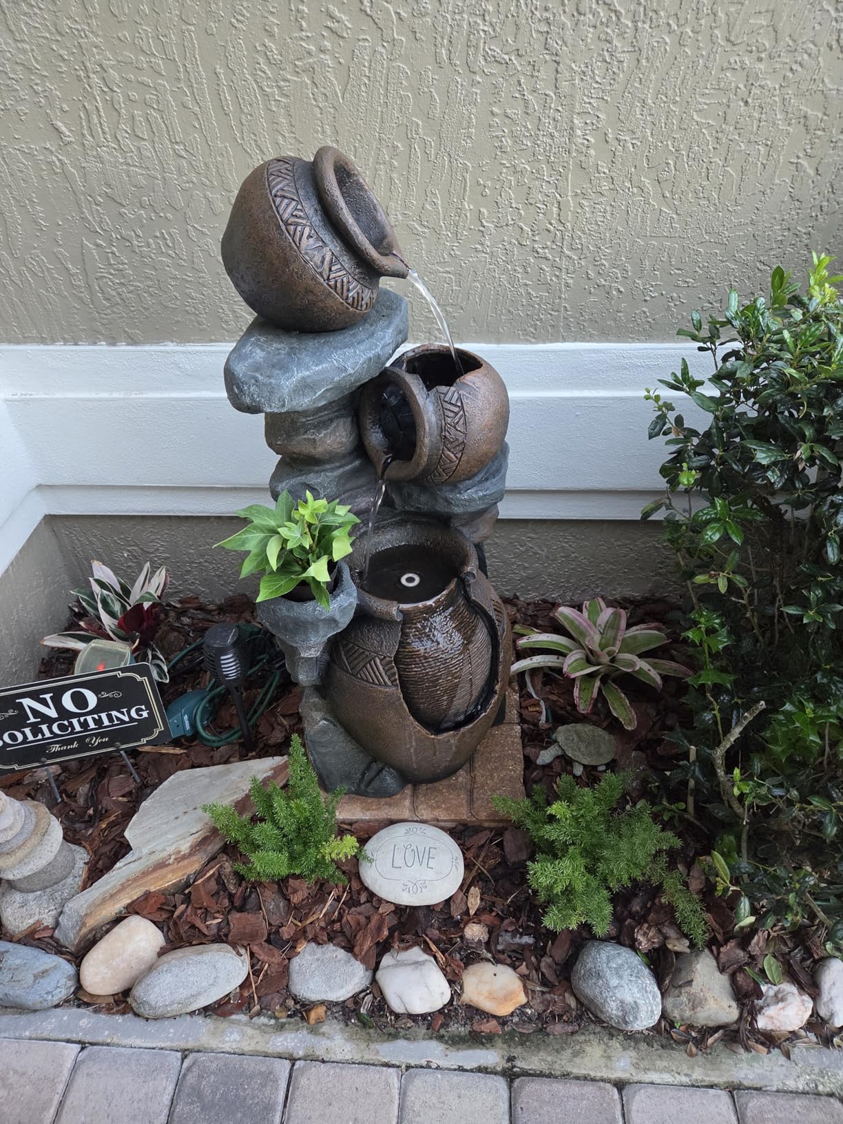 Tall Water Wall Fountain Outdoor with LED Lights, 56.3