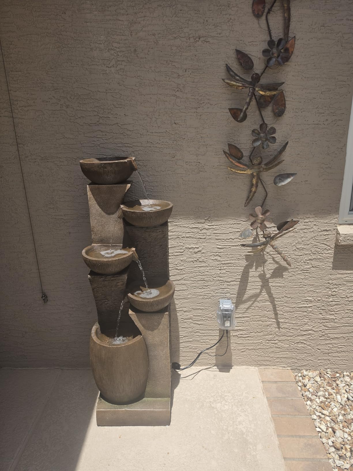 Tall Water Wall Fountain Outdoor with LED Lights, 56.3
