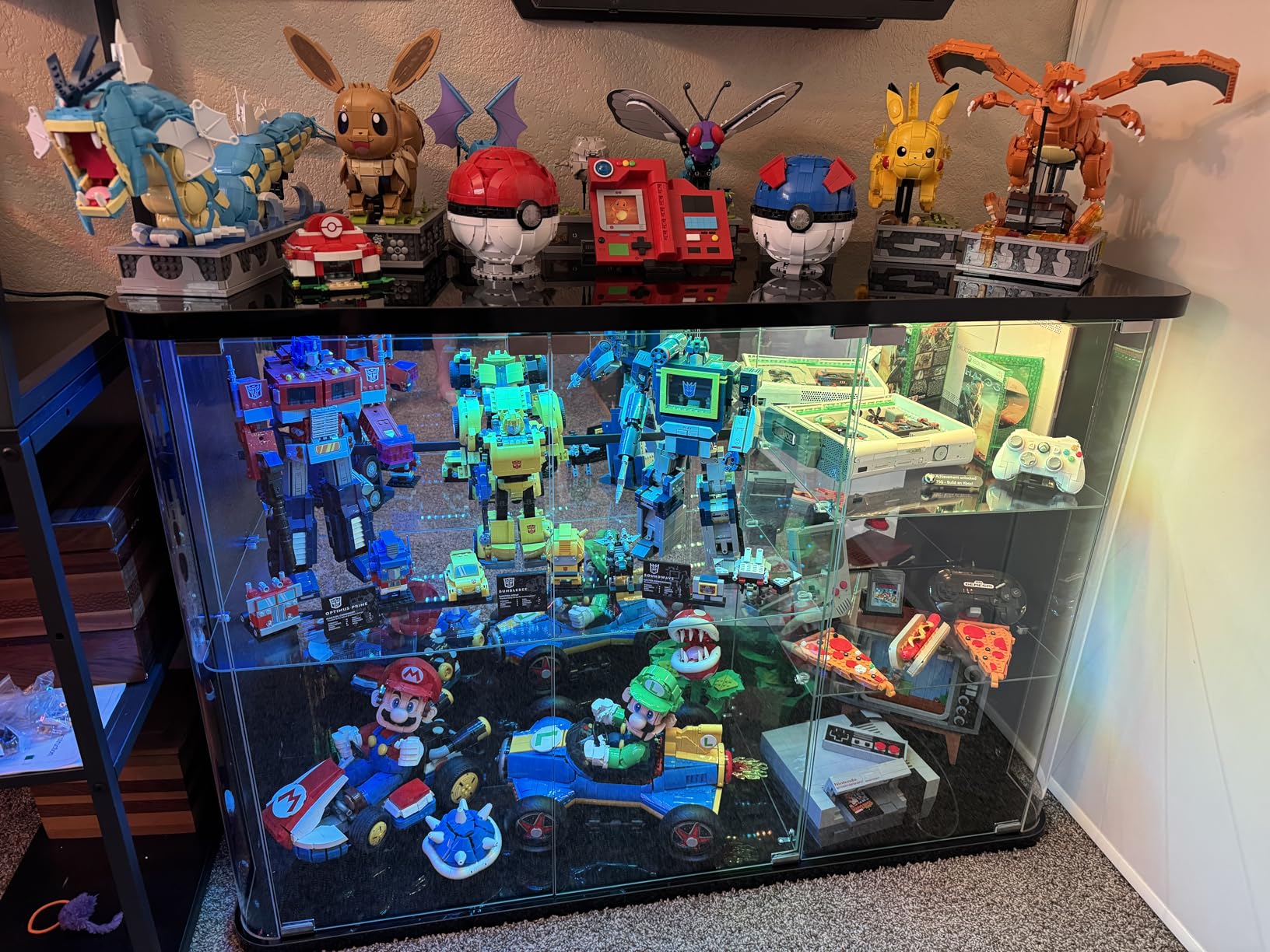 Dystler 71'' Glass Display Cabinet with Doors, RGB Curio Cabinet with LED Lights for Collectibles, Display Case with Adjustable Shelf, Black customer photo 2