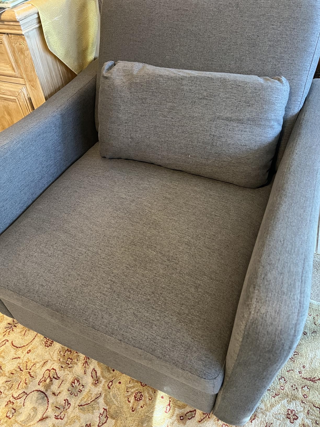 mopio Arthur Recliner Chair with 3 Positions, Accent Armchair, Mid Century Modern Reading Chair, High Back Padded Support Comfy Sleeper Armchair, Olive Green Velvet customer photo 2