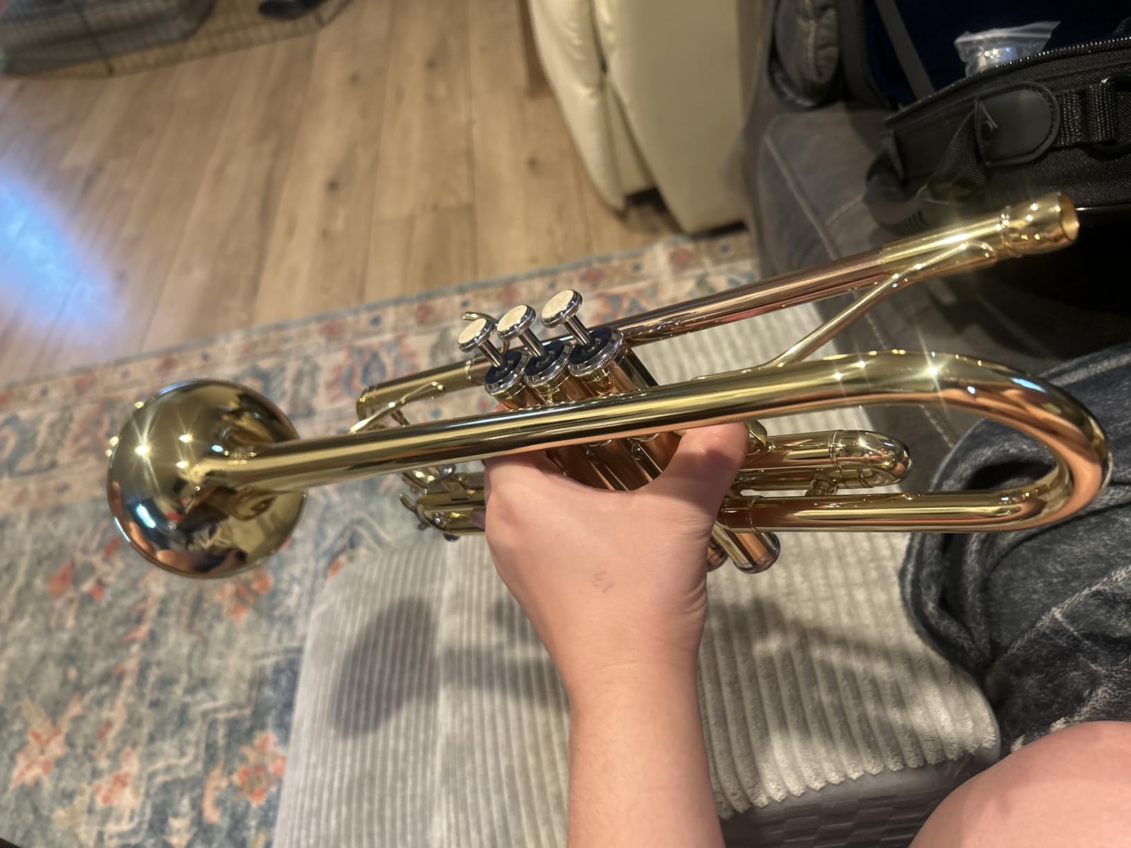 CC820 C Trumpet Stainless Steel Valves 124mm Brass Bell Gold Brass Lead Pipe Nickel Silver Slides Clear Lacquer Finish 7C Mouthpiece Case Backpack Strap Intermediate Students customer photo 2