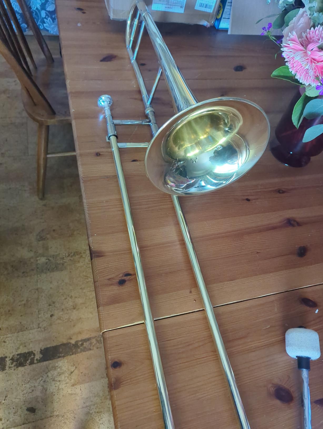 AKLOT Classic Bb Alto Trombone: Entry-Level B Flat Brass Instruments with Hand-Hammered Bell, Anti-Tarnish Gold Lacquer Finish, Ideal for Beginner, Includes Hard Case, Mouthpiece, Gloves, Cloth customer photo 1